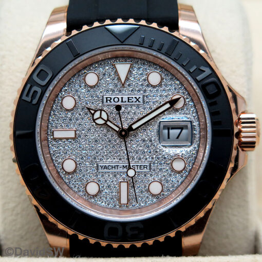 Rolex 116655 Yachtmaster 18K Rose Gold with Pave Diamond Dial (New Old Stock) - Image 3