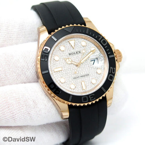 Rolex 116655 Yachtmaster 18K Rose Gold with Pave Diamond Dial (New Old Stock)