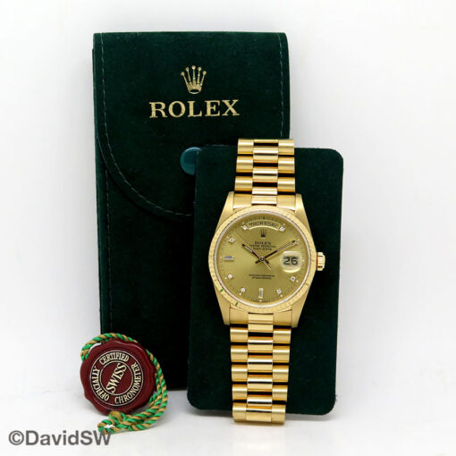 Rolex 18238 Day Date 18K Yellow Gold with Champagne Diamond Dial - Image 2