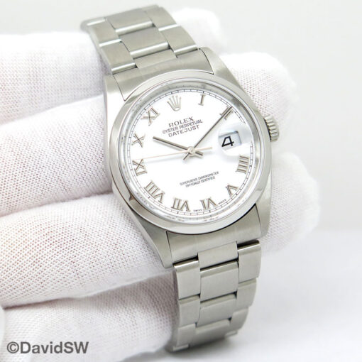 Rolex 16200 Datejust with White Roman Dial on Oyster