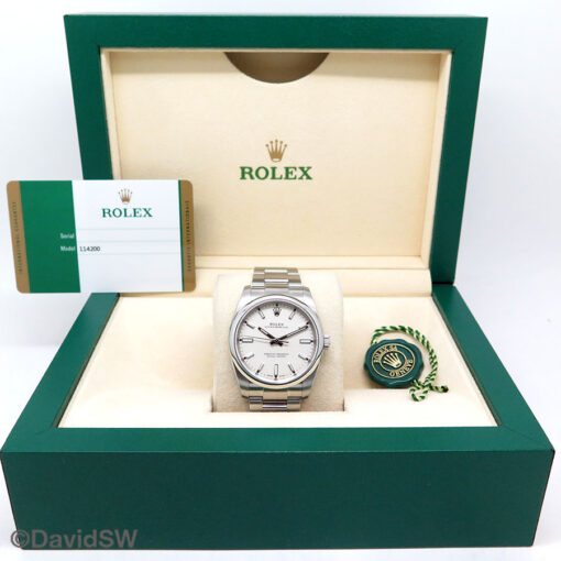 Rolex 114200 Oyster Perpetual with White Stick Dial - Image 2