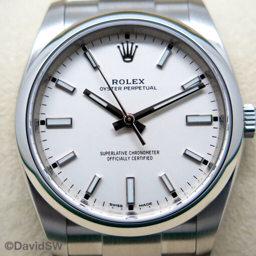 Rolex 114200 Oyster Perpetual with White Stick Dial - Image 3
