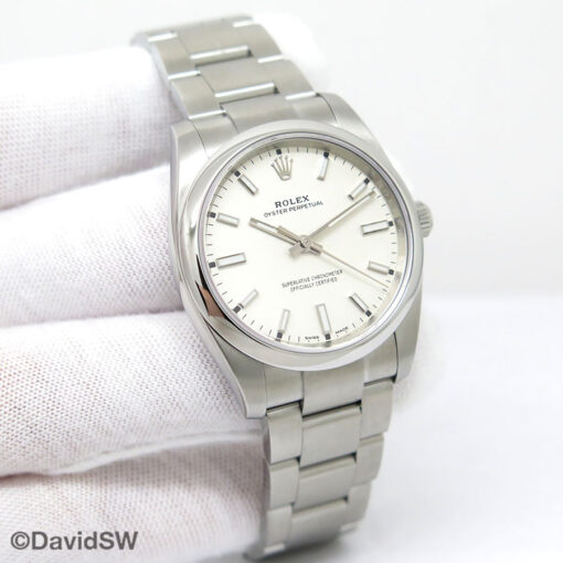 Rolex 114200 Oyster Perpetual with White Stick Dial