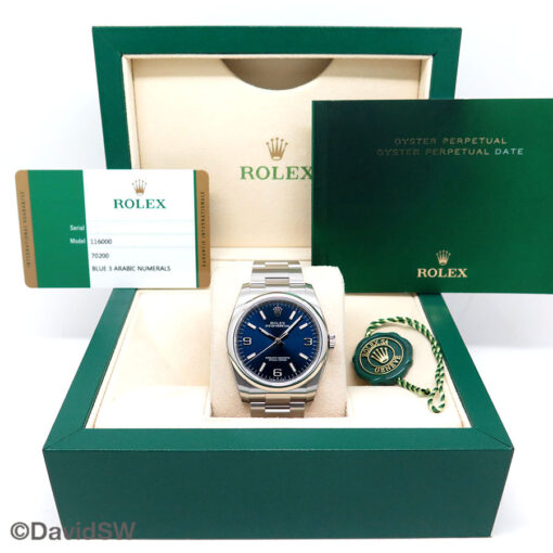 Rolex 116000 Oyster Perpetual with Blue Dial (New Old Stock) - Image 2