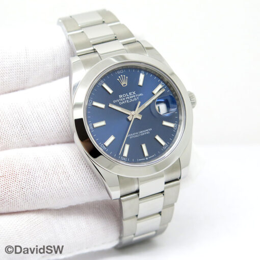 Rolex 126300 Datejust 41 with Blue Stick Dial on Oyster