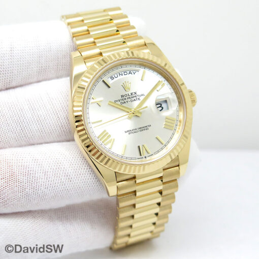 Rolex 228238 Day Date 40 18K Yellow Gold with Silver Roman Dial