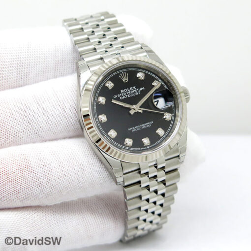 Rolex 126234 Datejust with Black Diamond Dial on Jubilee (New Old Stock)