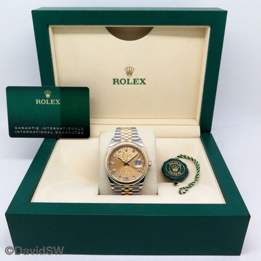 Rolex 126203 Datejust with Champagne Rolex Motif Diamond Dial on Jubilee - Image 2