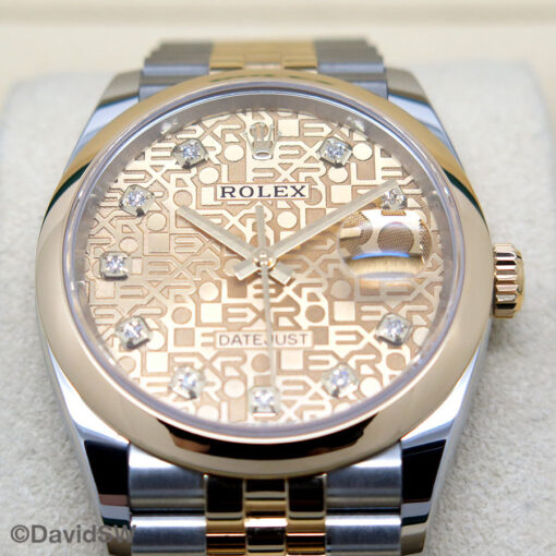Rolex 126203 Datejust with Champagne Rolex Motif Diamond Dial on Jubilee - Image 3