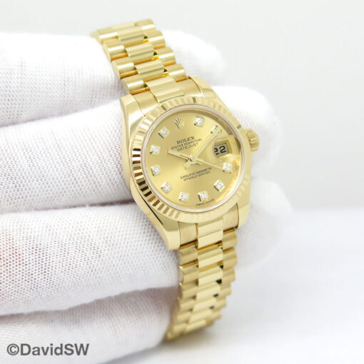 Rolex 179178 Datejust 18K Yellow Gold with Champagne Diamond Dial on President