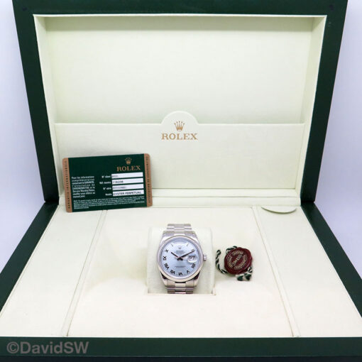 Rolex 118206 Day Date Platinum with Glacier Roman Dial - Image 2