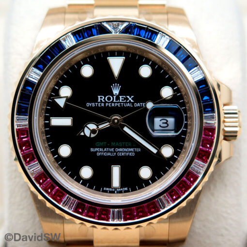 Rolex 116748SARU GMT Master II 18K Yellow Gold with Ruby/Sapphire Bezel (New Old Stock) - Image 3