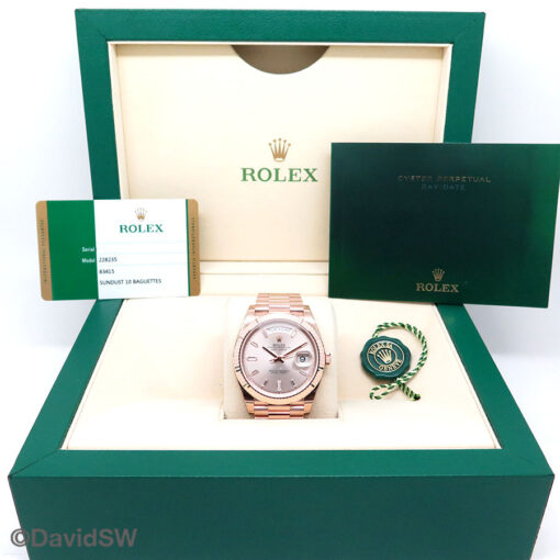 Rolex 228235 Day Date 40 18K Rose Gold with Sundust Diamond Baguette Dial (New Old Stock) - Image 2