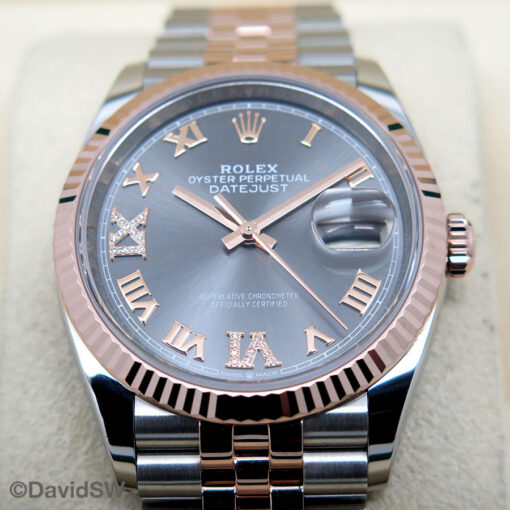 Rolex 126231 Datejust 18K/SS with Slate Roman Diamond VI, IX Dial on Jubilee - Image 3