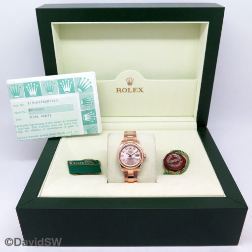 Rolex 179165 Datejust 18K Rose Gold with Pink Diamond Dial on Oyster - Image 2