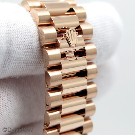 Rolex 228345RBR Day Date 40 18K Rose Gold with Chocolate Stick Dial and Diamond Bezel - Image 7