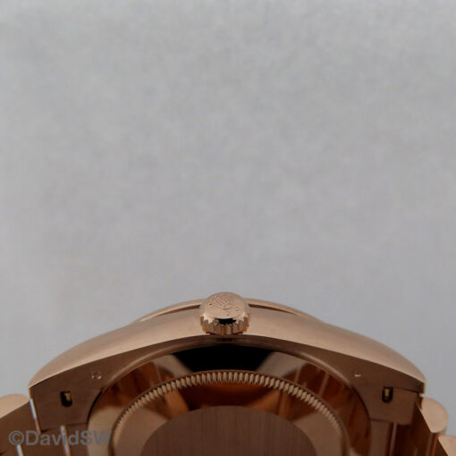 Rolex 228345RBR Day Date 40 18K Rose Gold with Chocolate Stick Dial and Diamond Bezel - Image 4