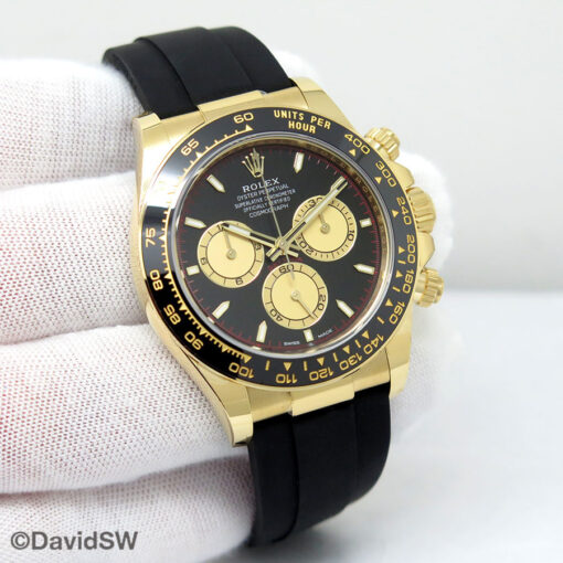 Rolex 126518LN Cosmograph Daytona 18K Yellow Gold with Black Dial on Oysterflex (New Model)