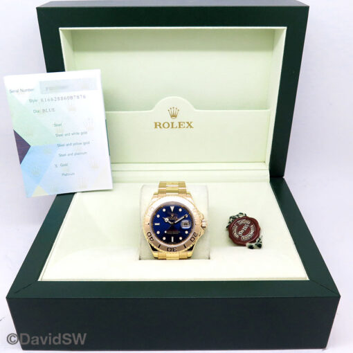 Rolex 16628 Yachtmaster 18K Yellow Gold with Blue Dial - Image 2