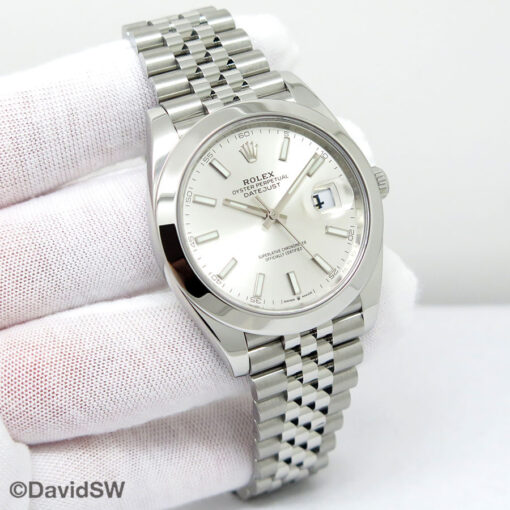 Rolex 126300 Datejust 41 with Silver Stick Dial on Jubilee