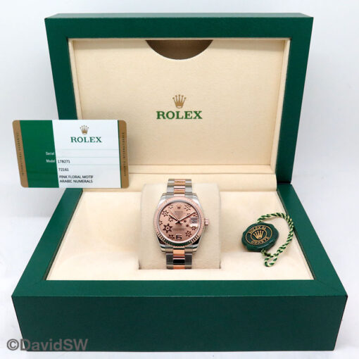 Rolex 178271 Datejust 18K/SS with Pink Floral Motif Dial on Oyster - Image 2