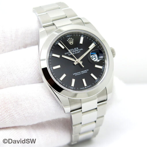 Rolex 126300 Datejust 41 with Black Stick Dial on Oyster