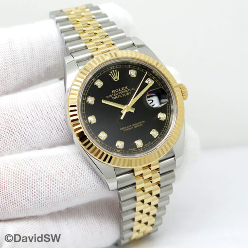 Rolex 126333 Datejust 41 18K/SS with Black Diamond Dial on Jubilee