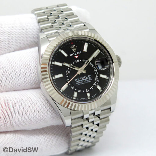 Rolex 326934 Skydweller with Black Dial on Jubilee (New Old Stock)
