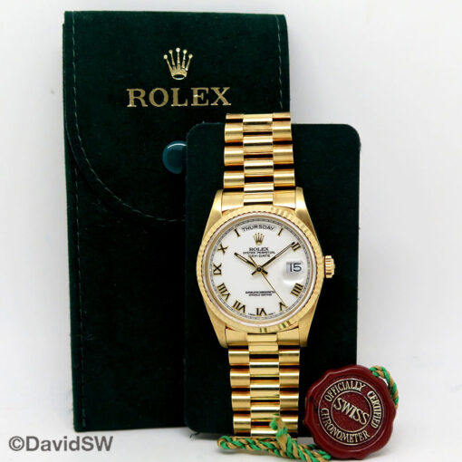 Rolex 18238 Day Date 18K Yellow Gold with White Roman Dial - Image 2