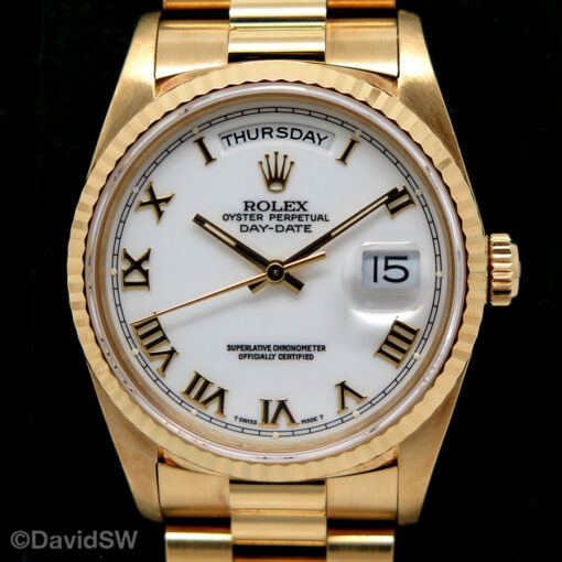 Rolex 18238 Day Date 18K Yellow Gold with White Roman Dial - Image 3