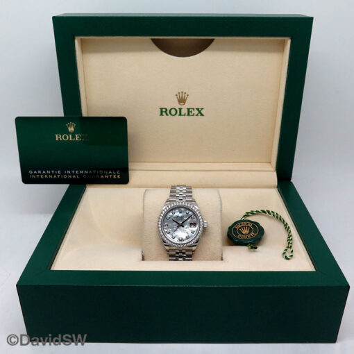 Rolex 279384RBR Datejust with Mother of Pearl Diamond Dial and Diamond Bezel on Jubilee - Image 2