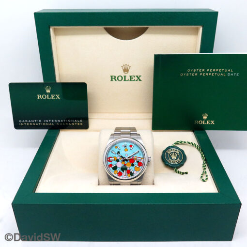 Rolex 124300 Oyster Perpetual 41 with Turquoise Celebration Motif Dial - Image 2