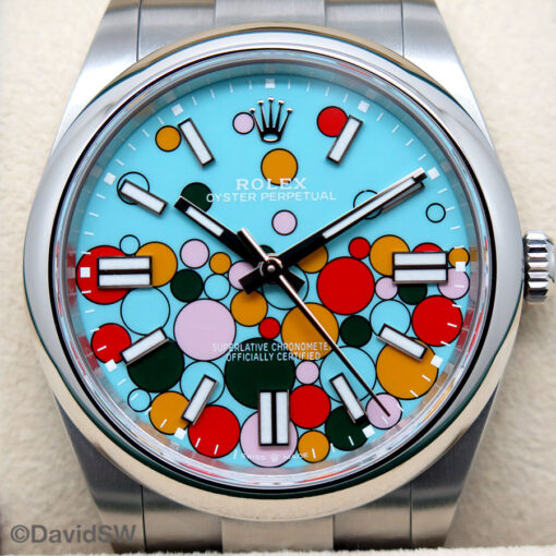 Rolex 124300 Oyster Perpetual 41 with Turquoise Celebration Motif Dial - Image 3