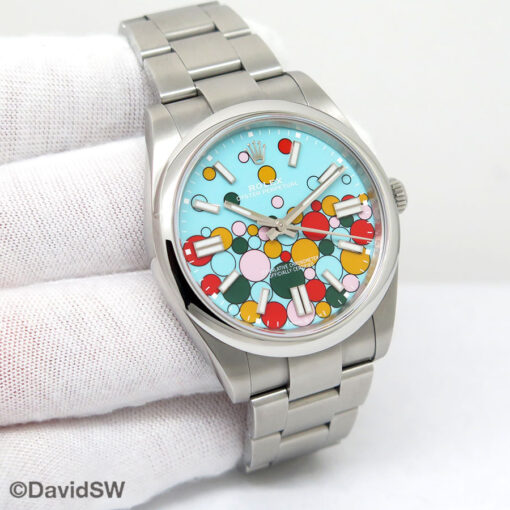 Rolex 124300 Oyster Perpetual 41 with Turquoise Celebration Motif Dial