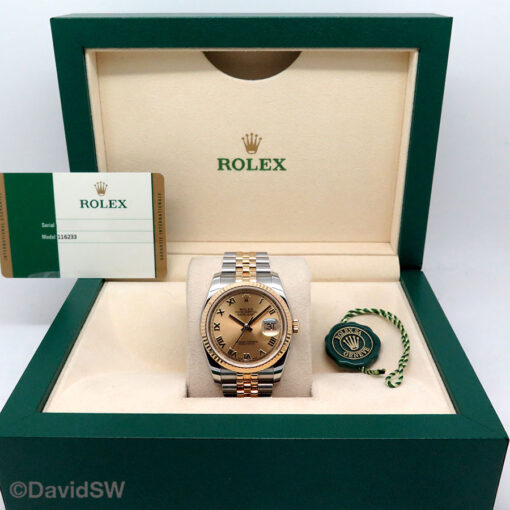 Rolex 116233 Datejust 18K/SS with Champagne Roman Dial on Jubilee - Image 2