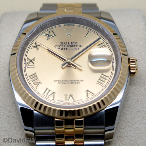 Rolex 116233 Datejust 18K/SS with Champagne Roman Dial on Jubilee - Image 3