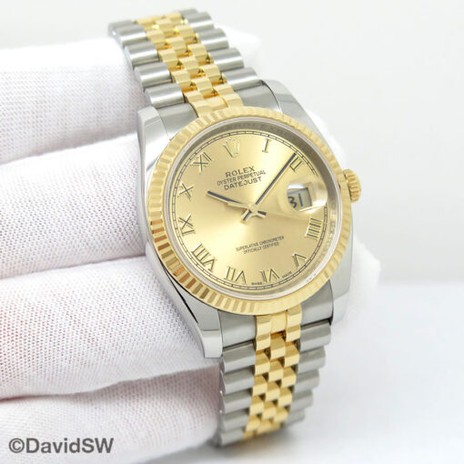 Rolex 116233 Datejust 18K/SS with Champagne Roman Dial on Jubilee