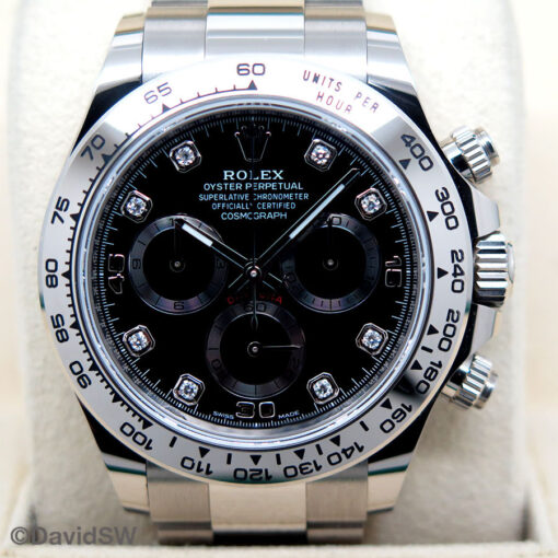 Rolex 116509 Cosmograph Daytona 18K White Gold with Black Diamond Dial - Image 4