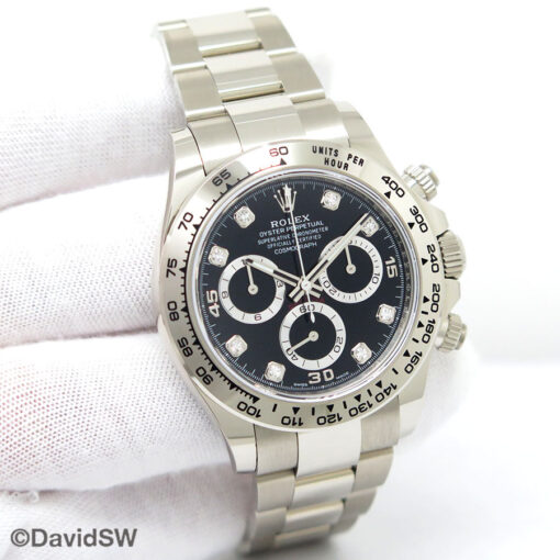 Rolex 116509 Cosmograph Daytona 18K White Gold with Black Diamond Dial
