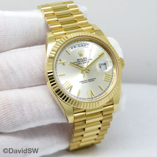 Rolex 228238 Day Date 40 18K Yellow Gold with Silver Roman Dial