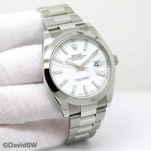Rolex 126300 Datejust 41 with White Stick Dial on Oyster