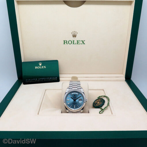 Rolex 228206 Day Date 40 Platinum with Ice Blue Baguette Diamond Dial - Image 2