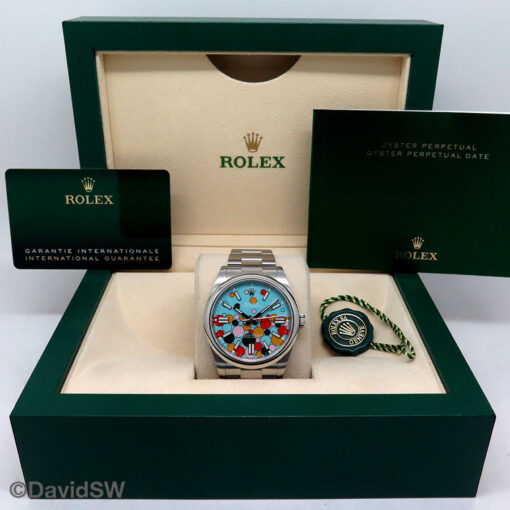 Rolex 124300 Oyster Perpetual 41 with Turquoise Celebration Motif Dial - Image 2
