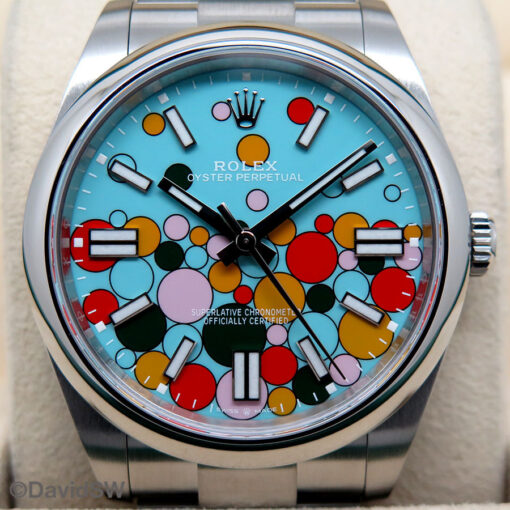 Rolex 124300 Oyster Perpetual 41 with Turquoise Celebration Motif Dial - Image 3