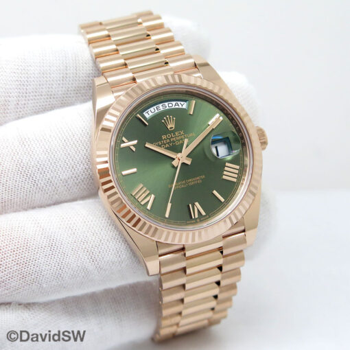 Rolex 228235 Day Date 40 18K Rose Gold with Olive Green Dial