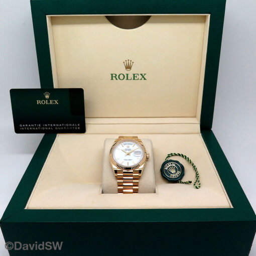 Rolex 128238 Day Date 18K Yellow Gold with White Stick Dial - Image 2