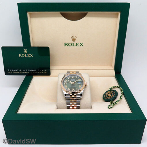 Rolex 126233 Datejust 18K/SS with Olive Green Roman Diamond VI/IX Dial on Jubilee - Image 2
