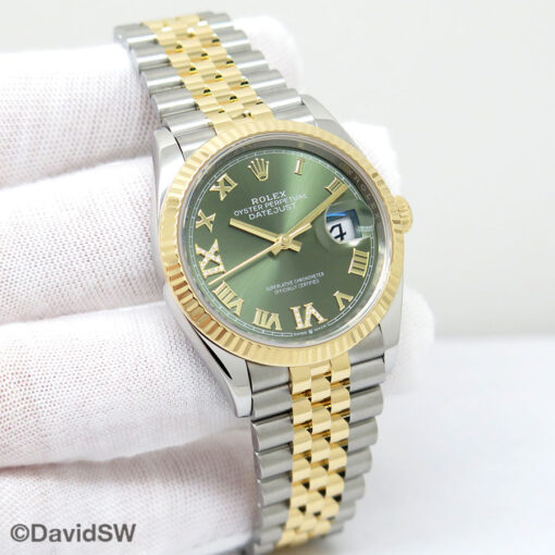 Rolex 126233 Datejust 18K/SS with Olive Green Roman Diamond VI/IX