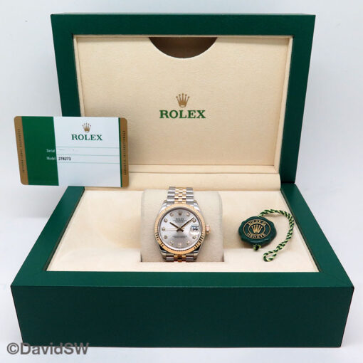 Rolex 278273 Datejust 18K/SS with Silver Diamond Dial on Jubilee - Image 2