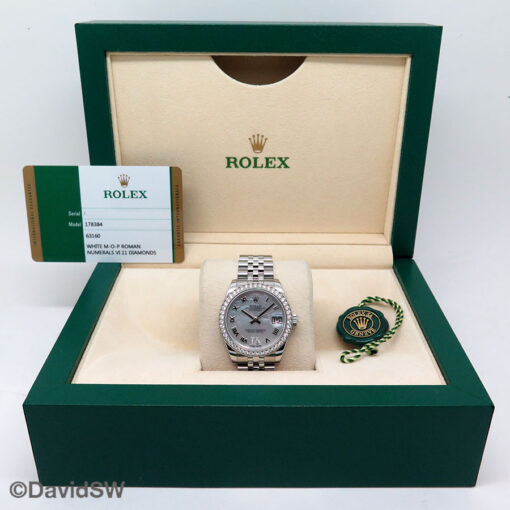 Rolex 178384 Datejust 31 with Mother of Pearl Roman Diamond "VI" Dial and Diamond Bezel on Jubilee - Image 2